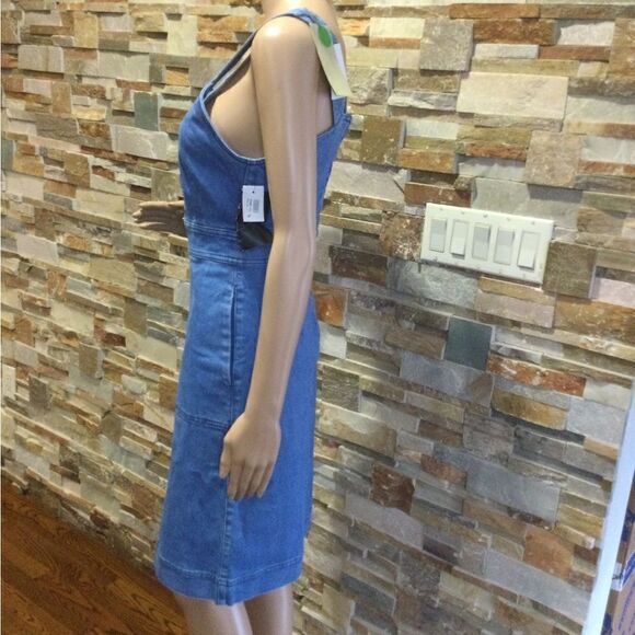 STELLA McCARTNEY Light blue denim keyhole Cutout Sundress W/ Pockets - Picture 6 of 13